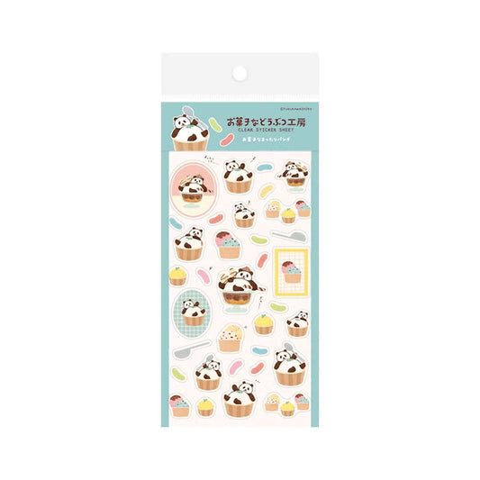 Furukawa Shiko Okashina Doubutsu Kobo Clear Sticker Sheet - Mattari Panda - Sticker Sheets