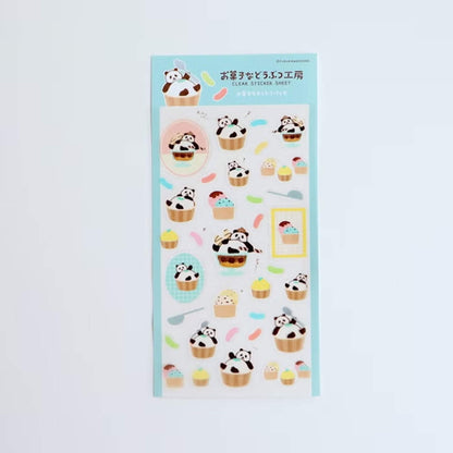 Furukawa Shiko Okashina Doubutsu Kobo Clear Sticker Sheet - Mattari Panda - Sticker Sheets