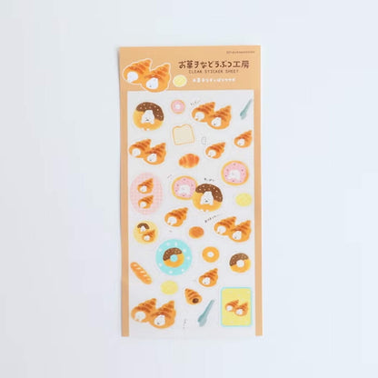 Furukawa Shiko Okashina Doubutsu Kobo Clear Sticker Sheet - Suppori Rabbit - Sticker Sheets