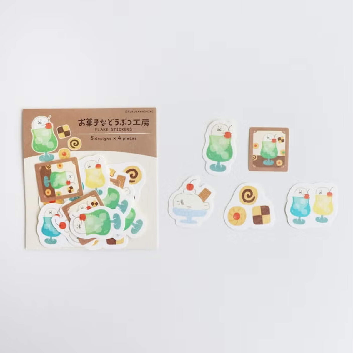 Furukawa Shiko Okashina Doubutsu Kobo Washi Flake Sticker - Cream Seal - Flake Stickers
