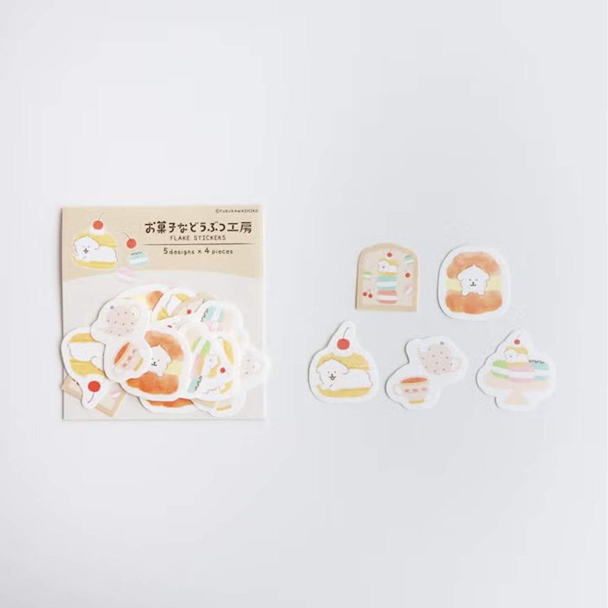Furukawa Shiko Okashina Doubutsu Kobo Washi Flake Sticker - Hasamare Dog - Flake Stickers