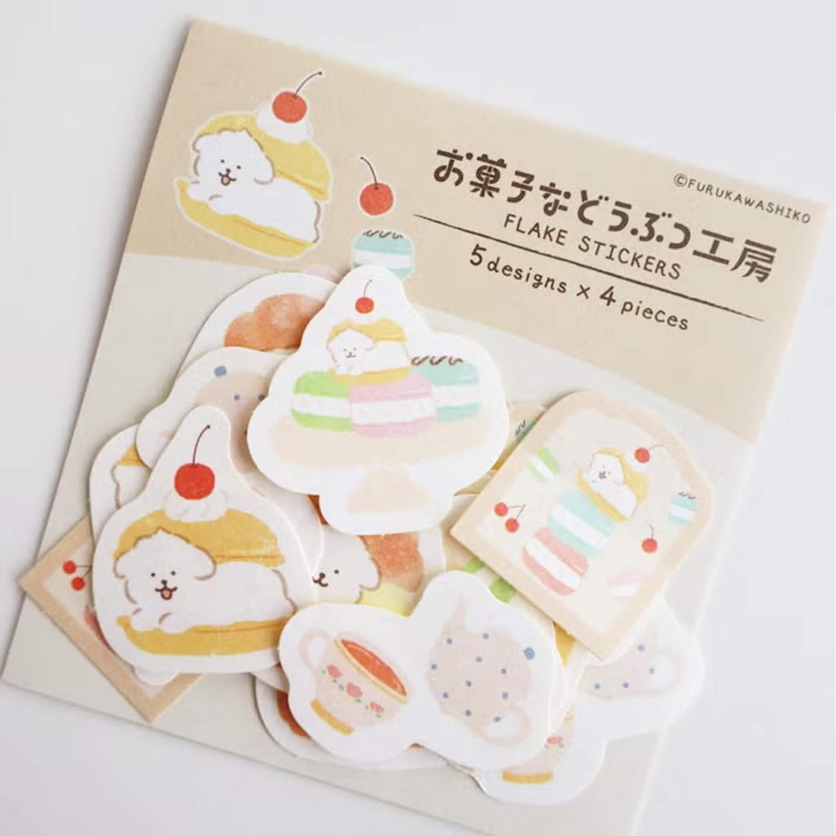 Furukawa Shiko Okashina Doubutsu Kobo Washi Flake Sticker - Hasamare Dog - Flake Stickers