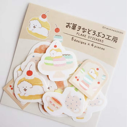 Furukawa Shiko Okashina Doubutsu Kobo Washi Flake Sticker - Hasamare Dog - Flake Stickers