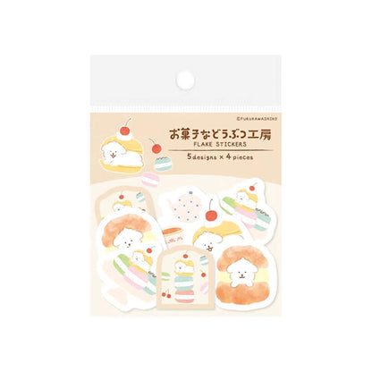 Furukawa Shiko Okashina Doubutsu Kobo Washi Flake Sticker - Hasamare Dog - Flake Stickers