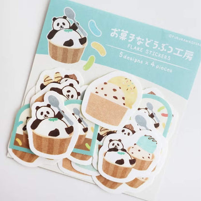 Furukawa Shiko Okashina Doubutsu Kobo Washi Flake Sticker - Mattari Panda - Flake Stickers