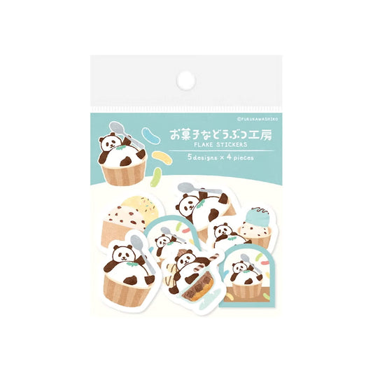 Furukawa Shiko Okashina Doubutsu Kobo Washi Flake Sticker - Mattari Panda - Flake Stickers