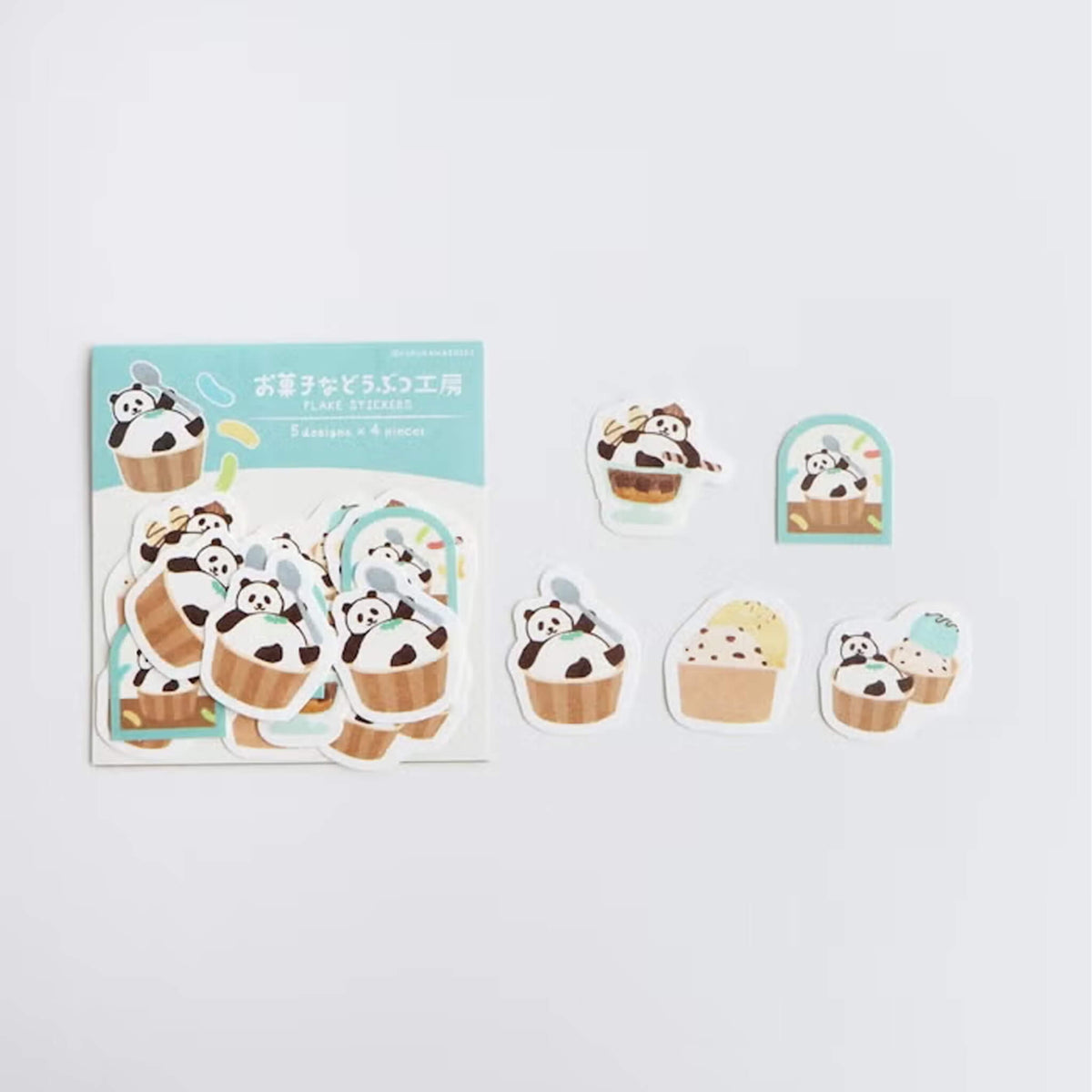 Furukawa Shiko Okashina Doubutsu Kobo Washi Flake Sticker - Mattari Panda - Flake Stickers