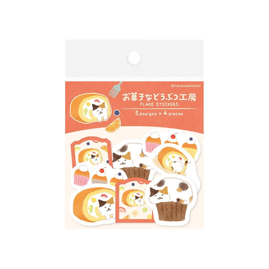 Furukawa Shiko Okashina Doubutsu Kobo Washi Flake Sticker - Sukima Cat - Flake Stickers