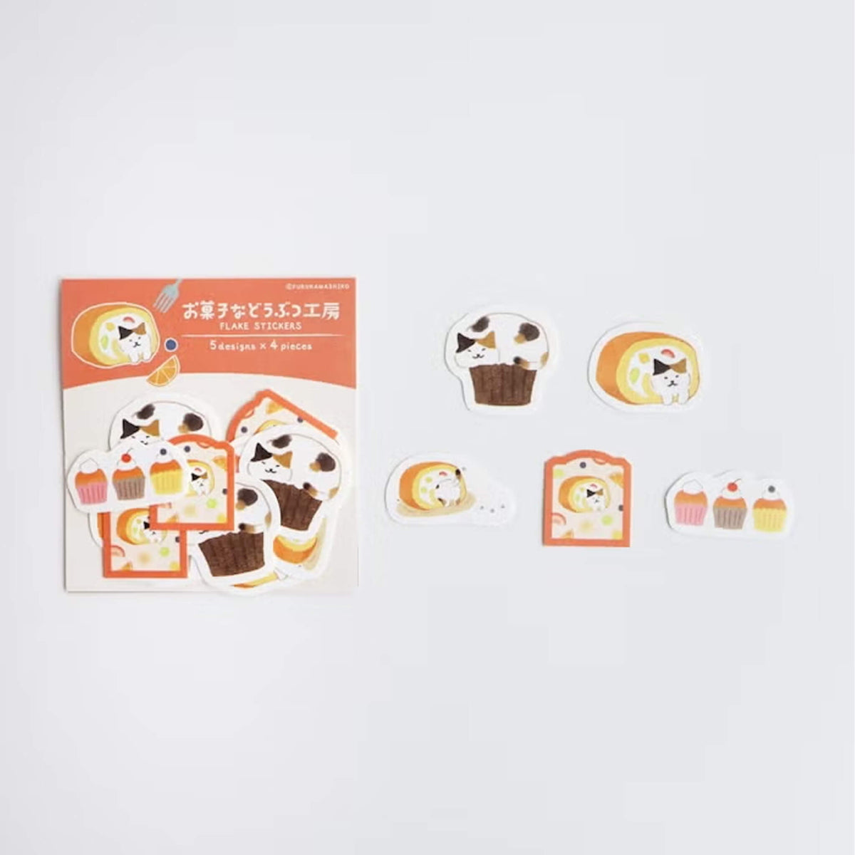 Furukawa Shiko Okashina Doubutsu Kobo Washi Flake Sticker - Sukima Cat - Flake Stickers