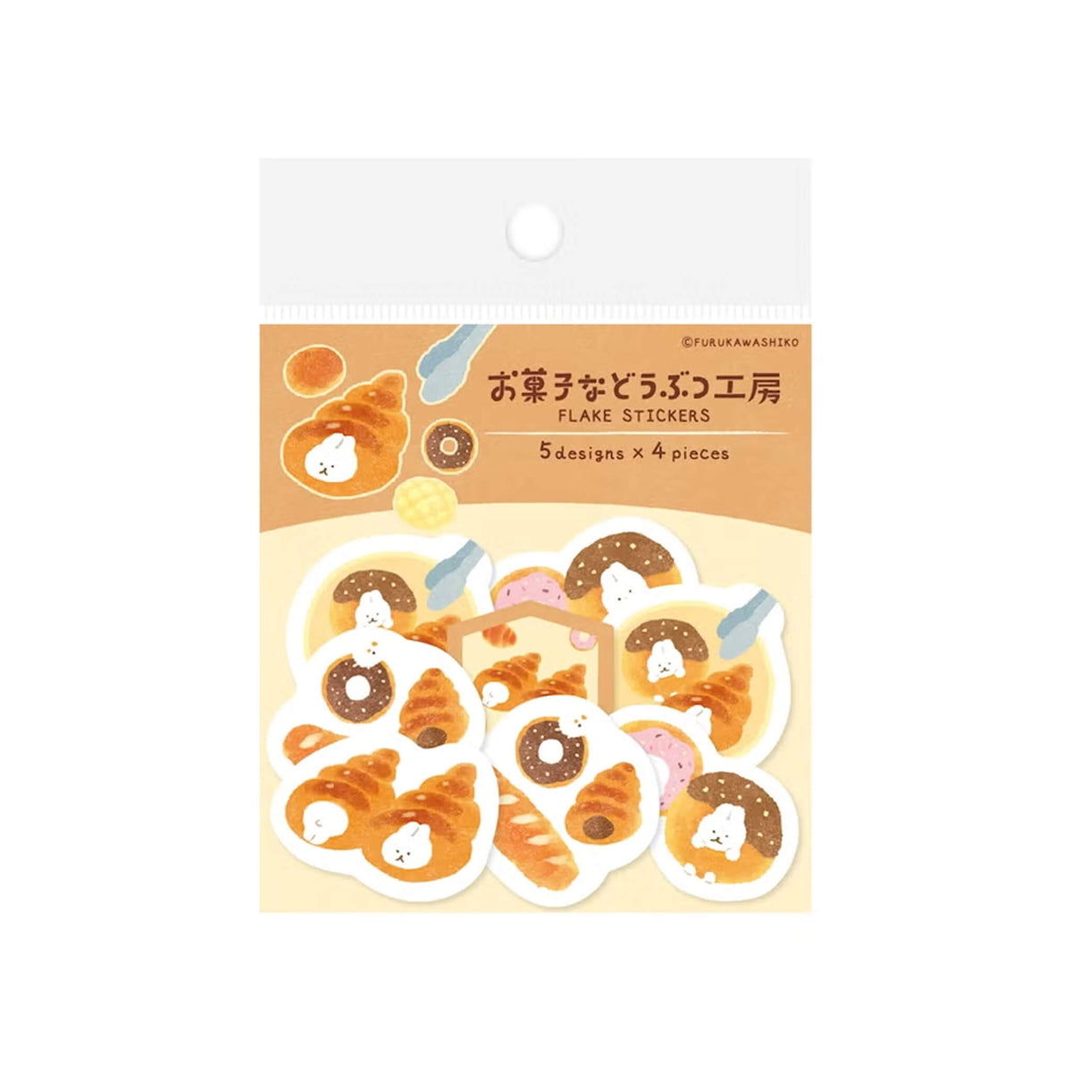 Furukawa Shiko Okashina Doubutsu Kobo Washi Flake Sticker - Suppori Rabbit - Flake Stickers