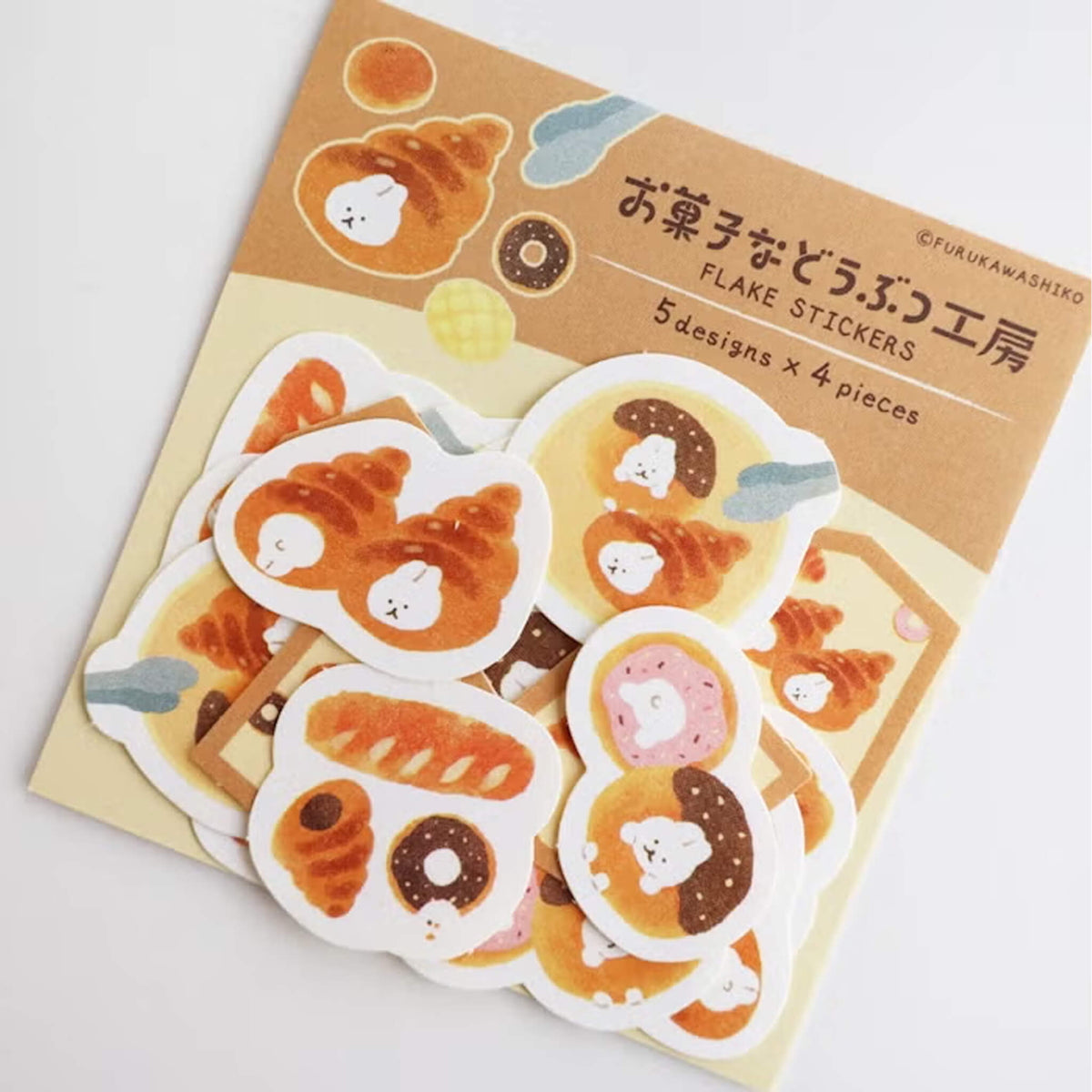 Furukawa Shiko Okashina Doubutsu Kobo Washi Flake Sticker - Suppori Rabbit - Flake Stickers