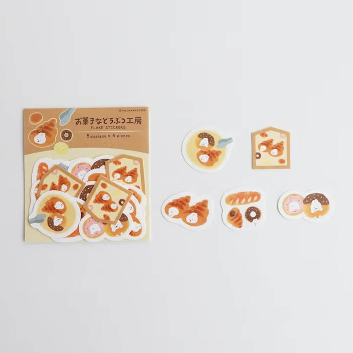 Furukawa Shiko Okashina Doubutsu Kobo Washi Flake Sticker - Suppori Rabbit - Flake Stickers