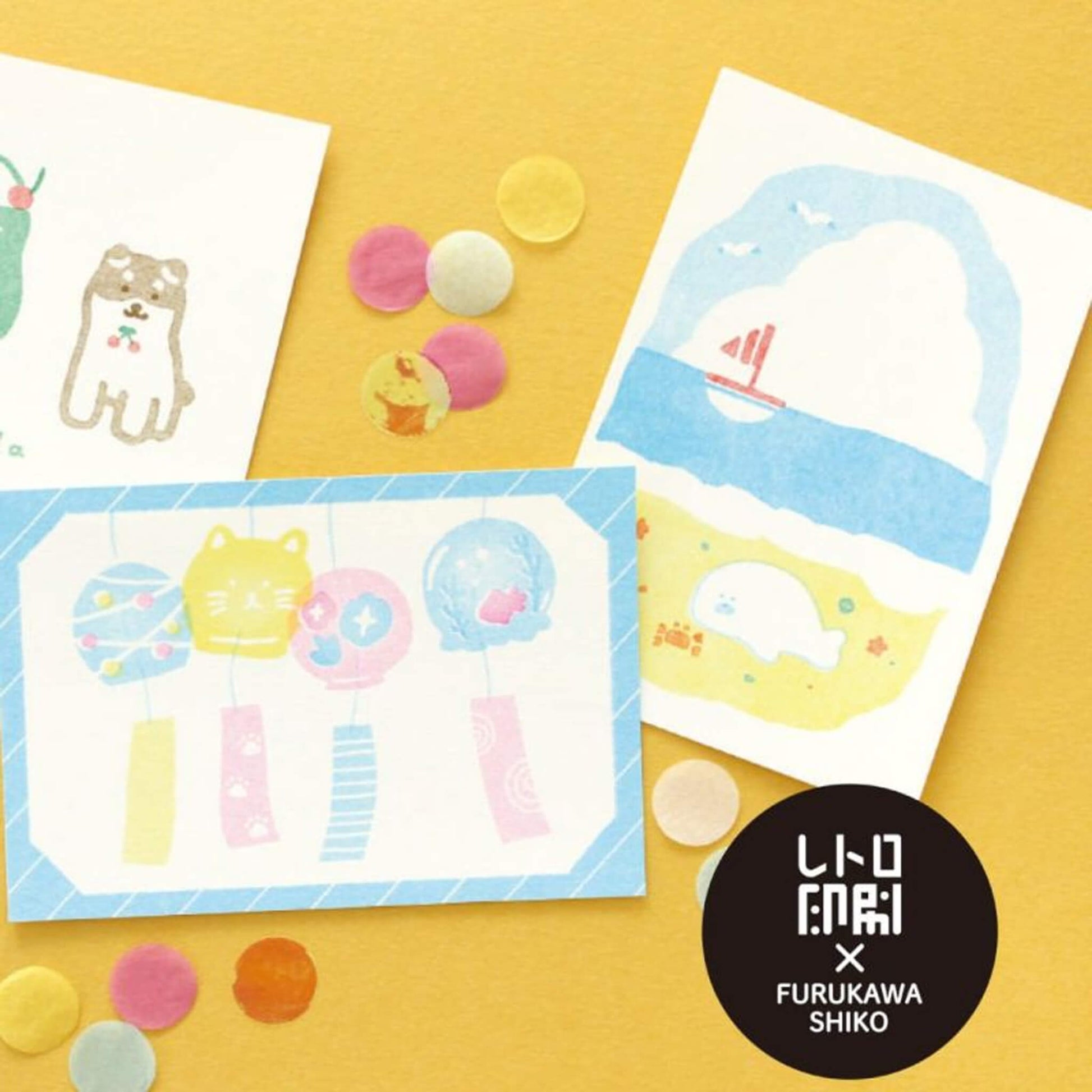 Furukawa Shiko × Retro INSATSU Postcard - Cat and Wind Chime - Wa - Life 2025 Summer Limited - Postcards