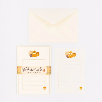 Furukawa Shiko Soebumisen Mini Letter Set - Acorn and Squirrel - Mini Letter Writing Sets