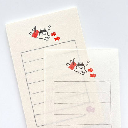 Furukawa Shiko Soebumisen Mini Letter Set - Goldfish and Cat - Wa - Life 2025 Summer Limited - Mini Letter Writing Sets