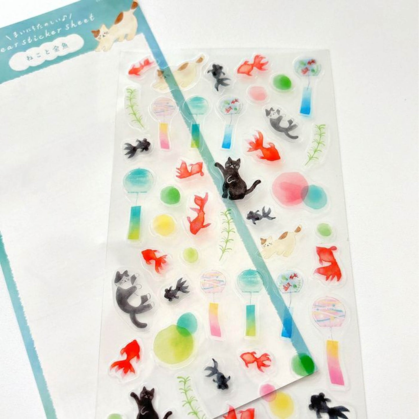 Furukawa Shiko Sticker Sheet - Cat and Goldfish - Wa - Life 2025 Summer Limited - Sticker Sheets