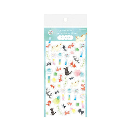 Furukawa Shiko Sticker Sheet - Cat and Goldfish - Wa - Life 2025 Summer Limited - Sticker Sheets