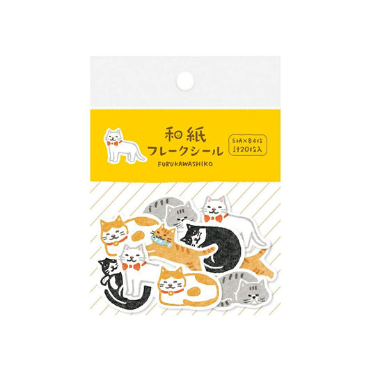 Furukawa Shiko Washi Flake Sticker - Cat - Flake Stickers