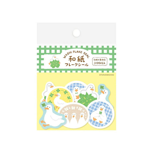 Furukawa Shiko Washi Flake Sticker - Clover & Duckling - Wa - Life Spring 2026 Limited - Flake Stickers