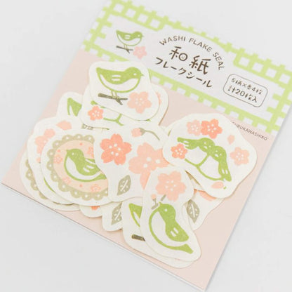 Furukawa Shiko Washi Flake Sticker - Sakura & Uguisu - Wa - Life Spring 2026 Limited - Flake Stickers