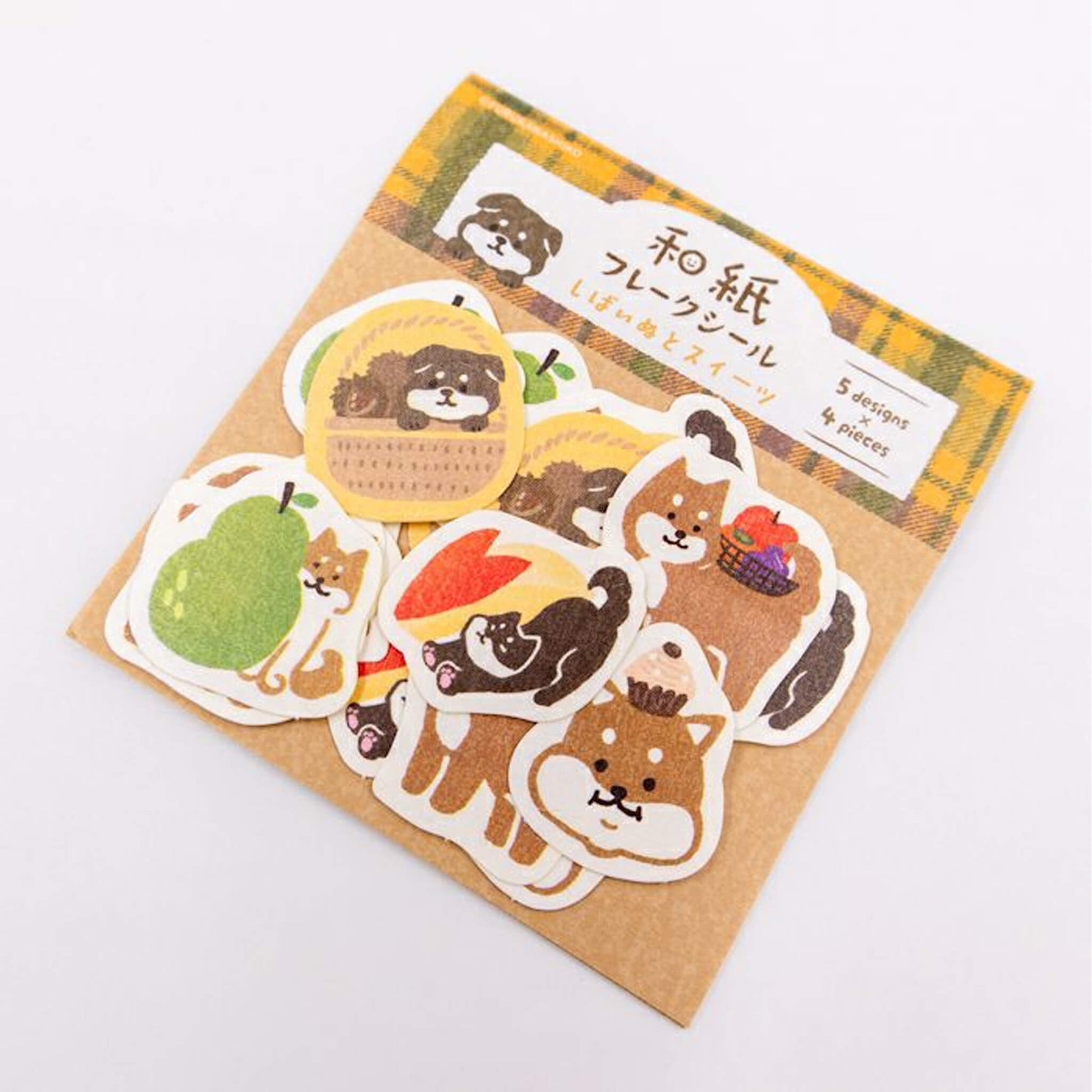 Furukawa Shiko Washi Flake Sticker - Shiba Dog and Sweets - Flake Stickers