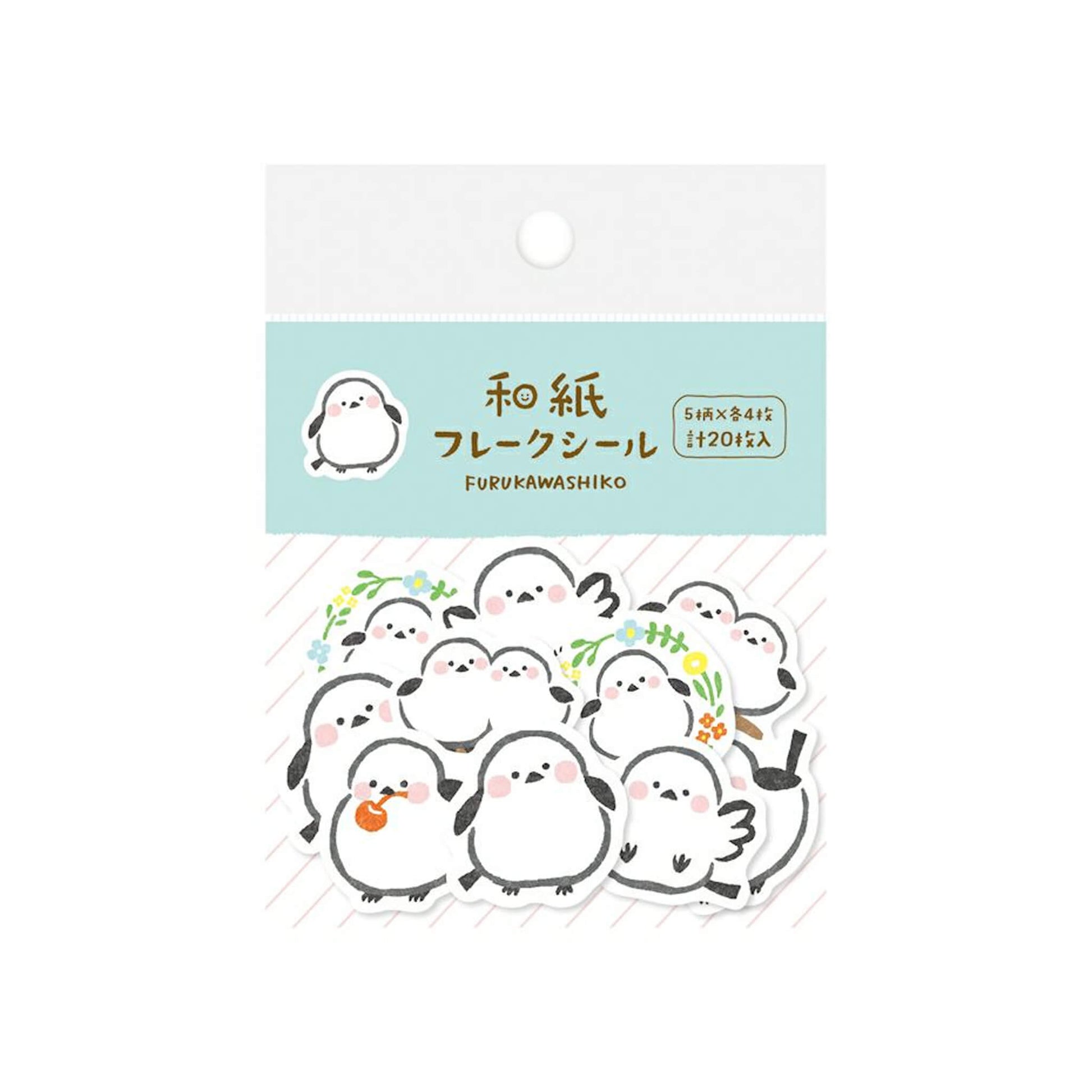 Furukawa Shiko Washi Flake Sticker - White Birds - Flake Stickers
