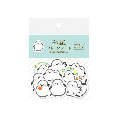 Furukawa Shiko Washi Flake Sticker - White Birds - Flake Stickers