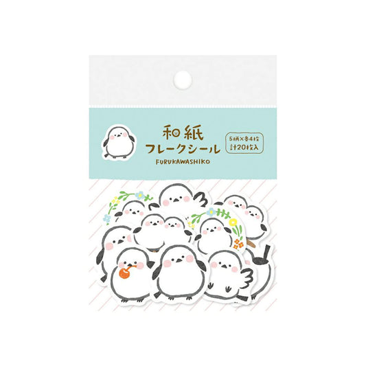 Furukawa Shiko Washi Flake Sticker - White Birds - Flake Stickers
