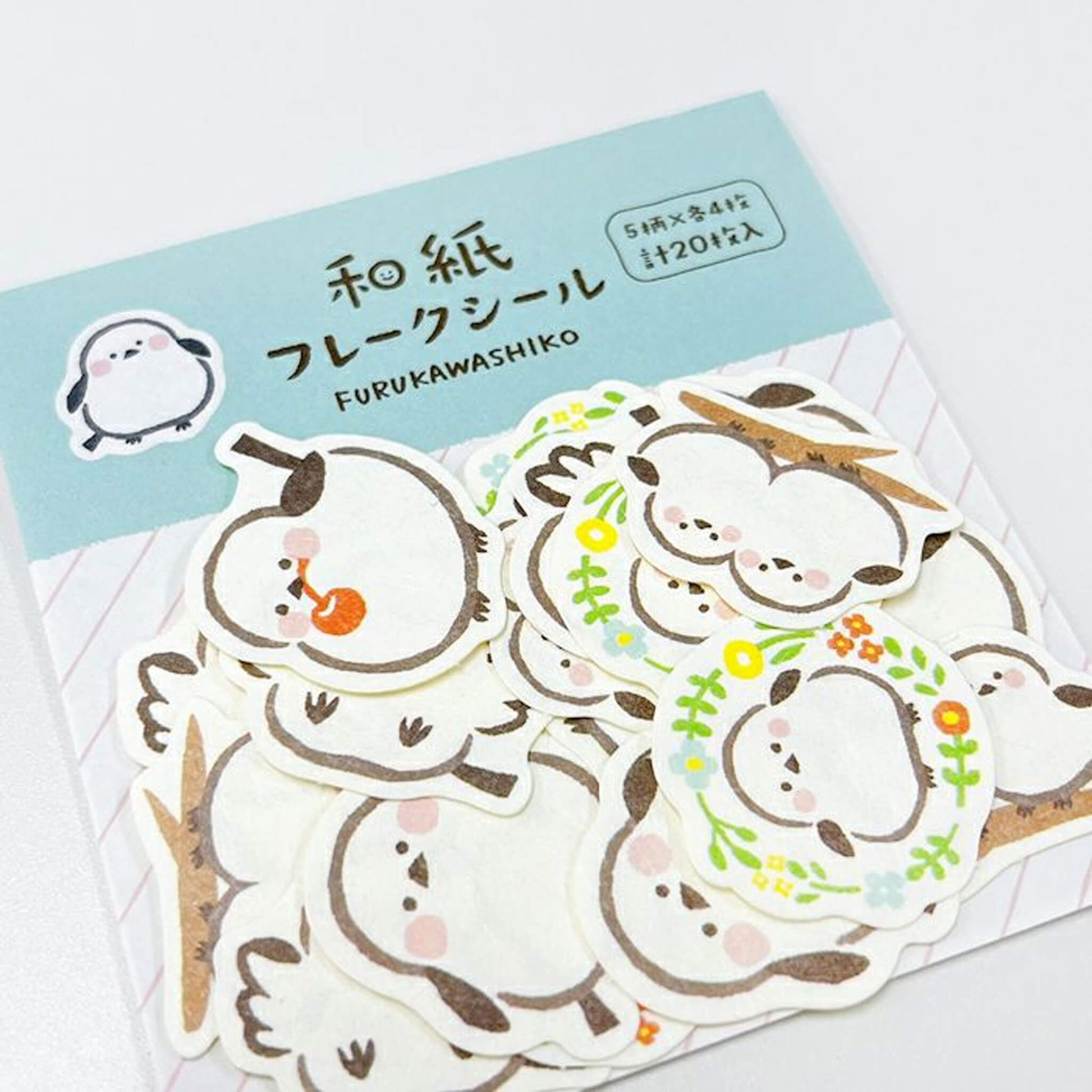 Furukawa Shiko Washi Flake Sticker - White Birds - Flake Stickers