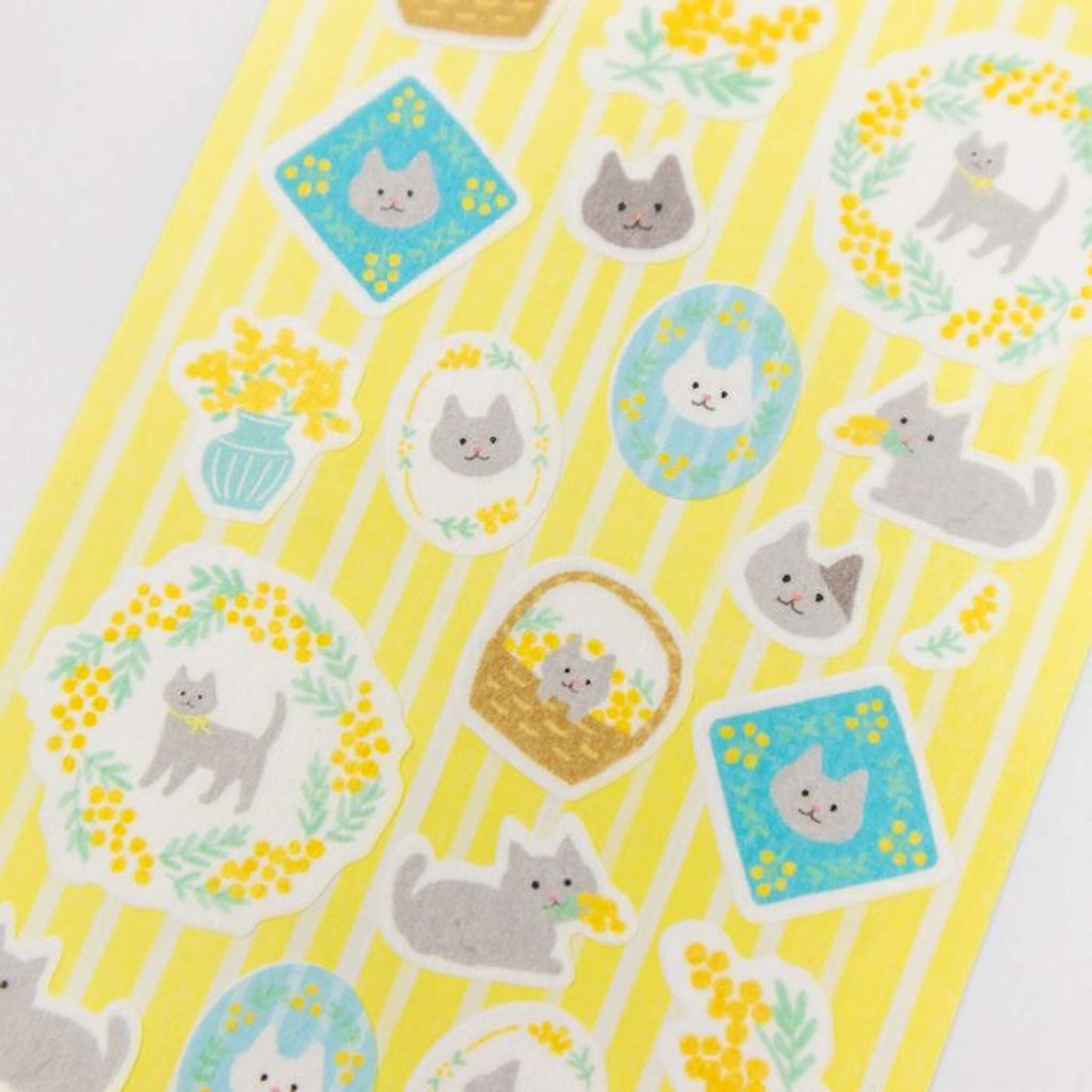 Furukawa Shiko Washi Sticker Sheet - Mimosa & Cat - Wa - Life Spring 2026 Limited - Sticker Sheets