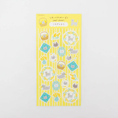 Furukawa Shiko Washi Sticker Sheet - Mimosa & Cat - Wa - Life Spring 2026 Limited - Sticker Sheets