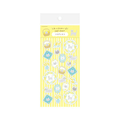 Furukawa Shiko Washi Sticker Sheet - Mimosa & Cat - Wa - Life Spring 2026 Limited - Sticker Sheets