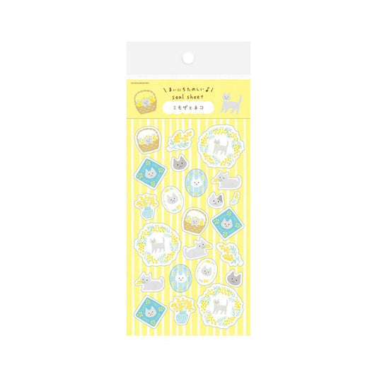 Furukawa Shiko Washi Sticker Sheet - Mimosa & Cat - Wa - Life Spring 2026 Limited - Sticker Sheets