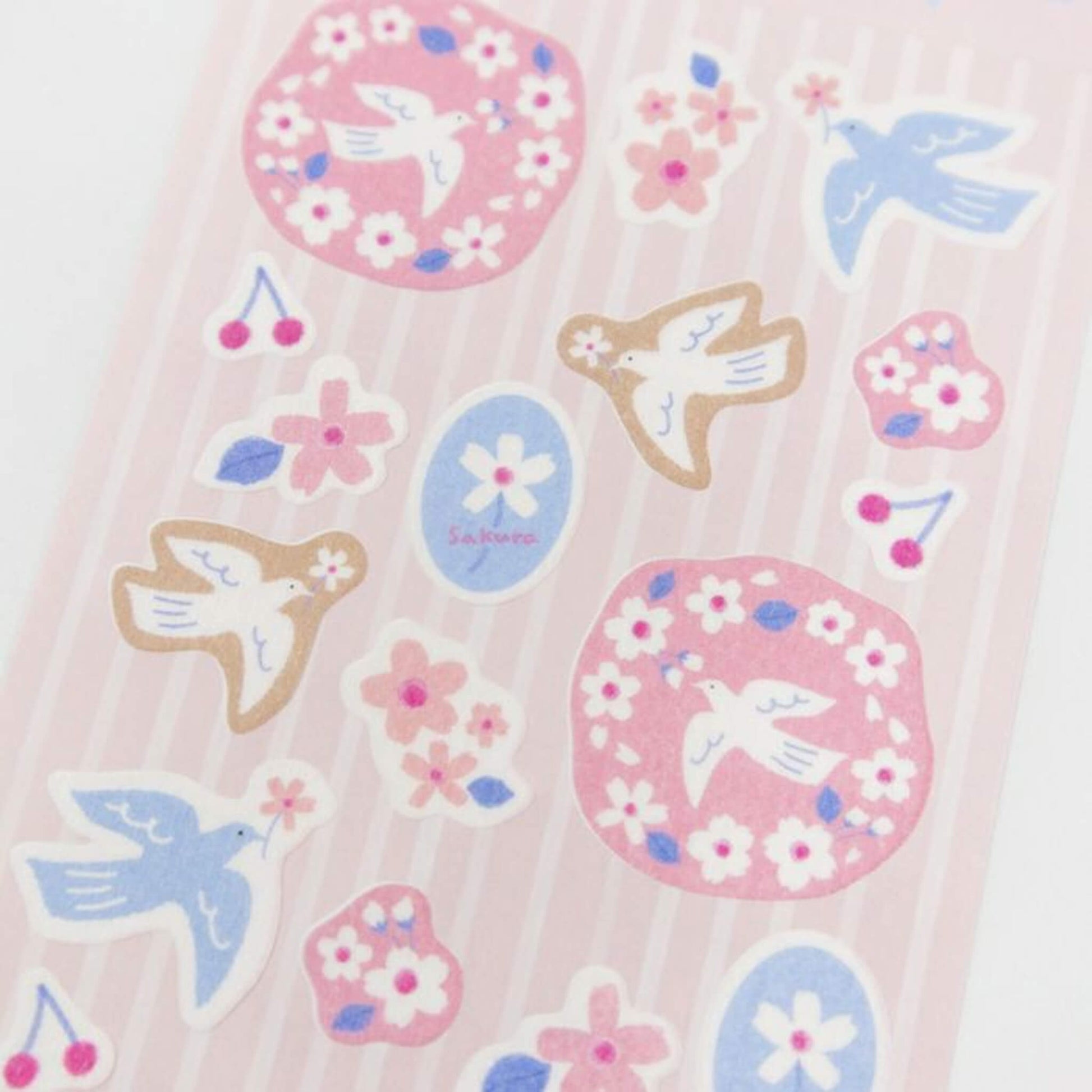 Furukawa Shiko Washi Sticker Sheet - Sakura & White Bird - Wa - Life Spring 2026 Limited - Sticker Sheets