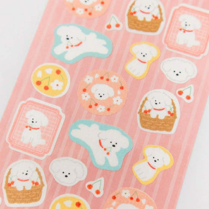 Furukawa Shiko Washi Sticker Sheet - Sakura & White Dog - Wa - Life Spring 2026 Limited - Sticker Sheets