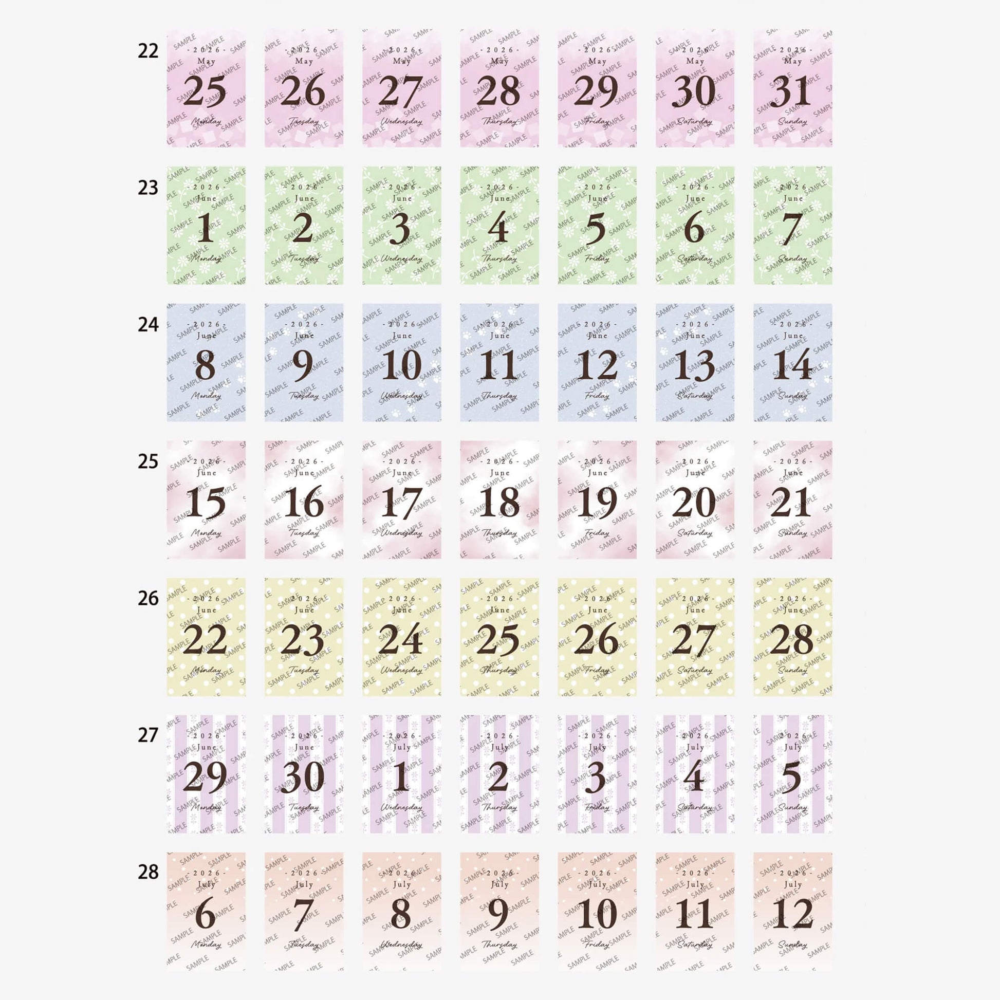 Himekuri 2026 Daily Sticky Calendar - Awairo - 2026 Calendars