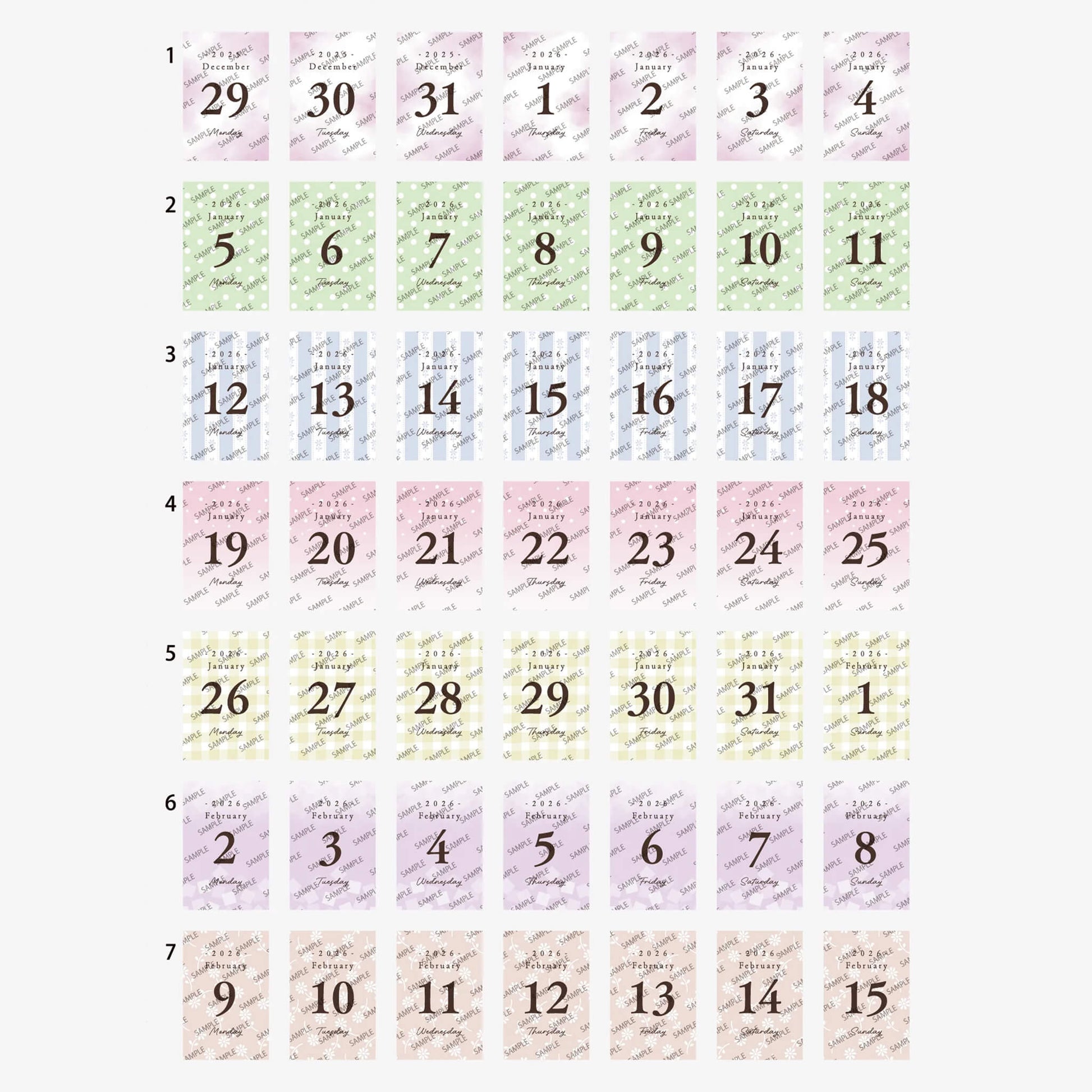 Himekuri 2026 Daily Sticky Calendar - Awairo - 2026 Calendars