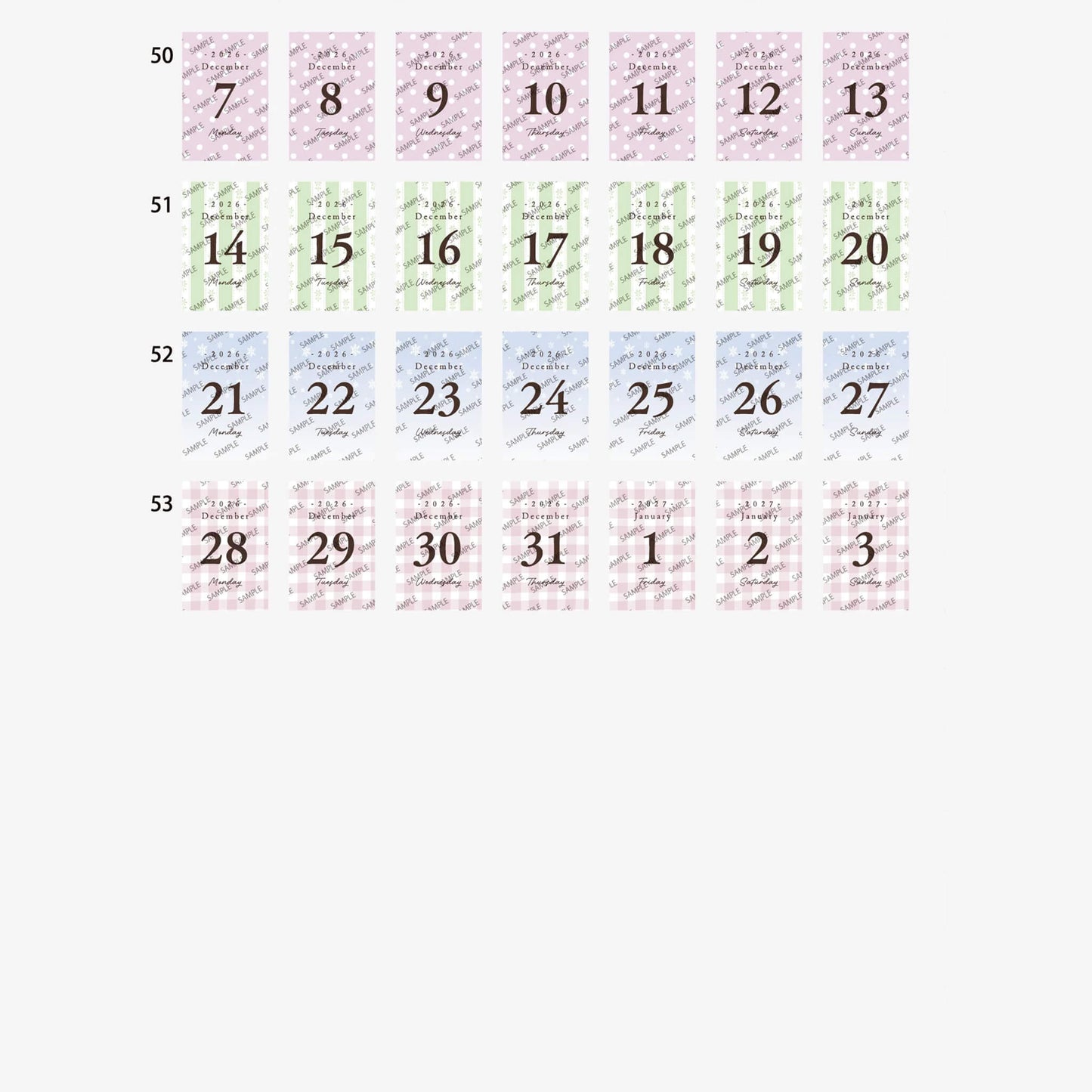 Himekuri 2026 Daily Sticky Calendar - Awairo - 2026 Calendars