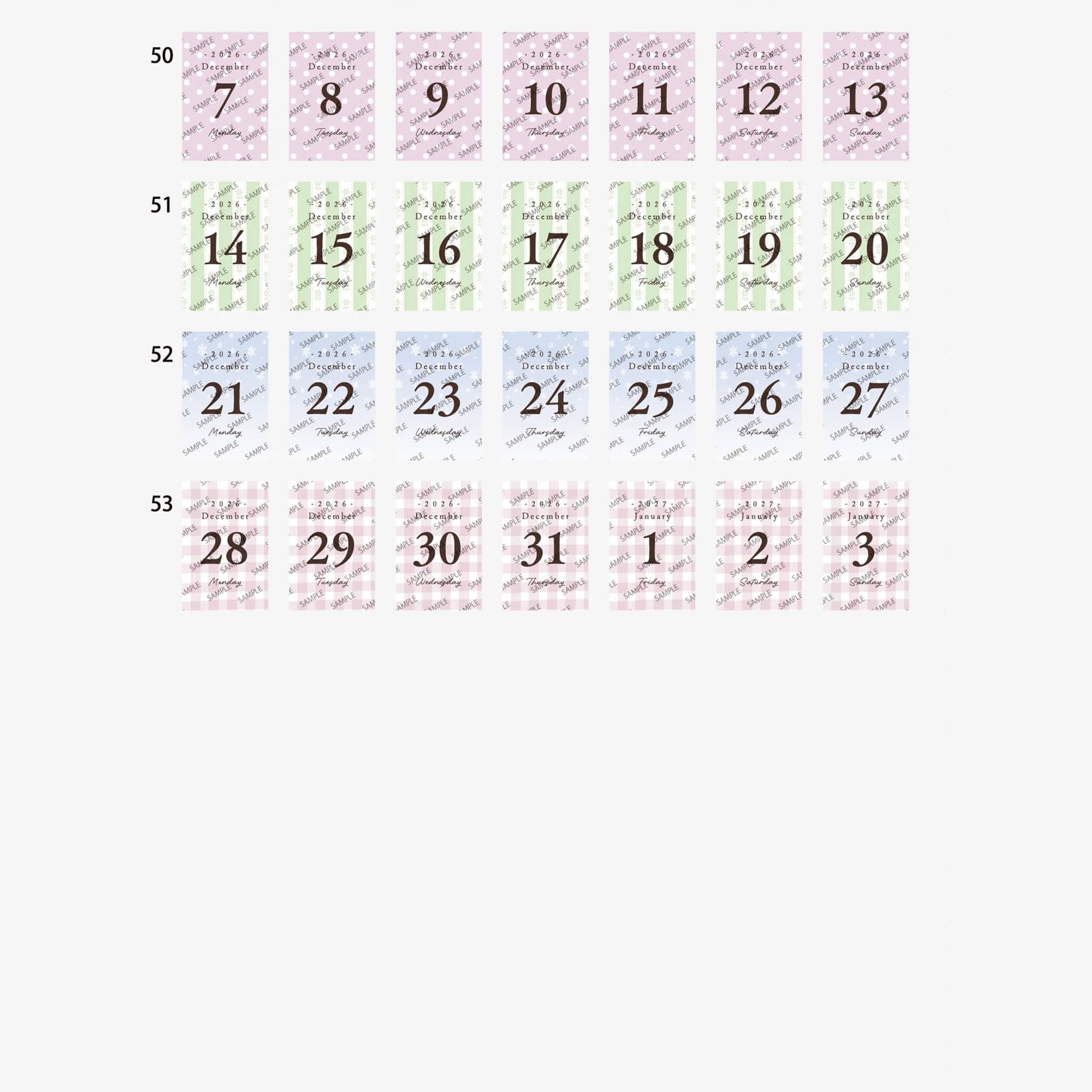 Himekuri 2026 Daily Sticky Calendar - Awairo - 2026 Calendars