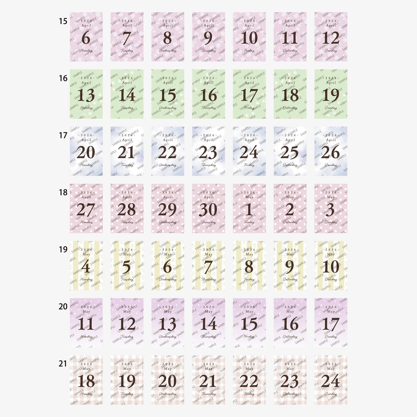 Himekuri 2026 Daily Sticky Calendar - Awairo - 2026 Calendars