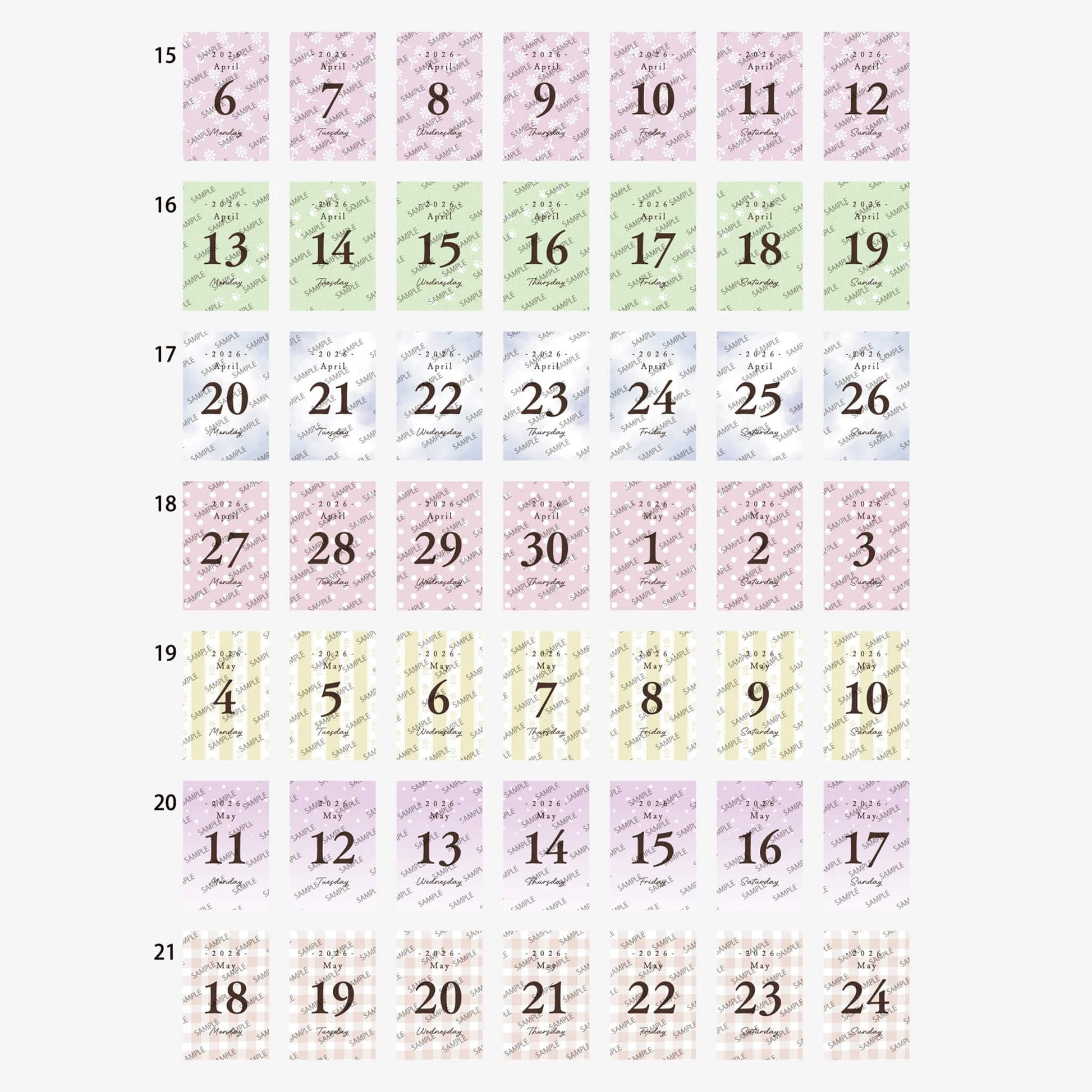 Himekuri 2026 Daily Sticky Calendar - Awairo - 2026 Calendars