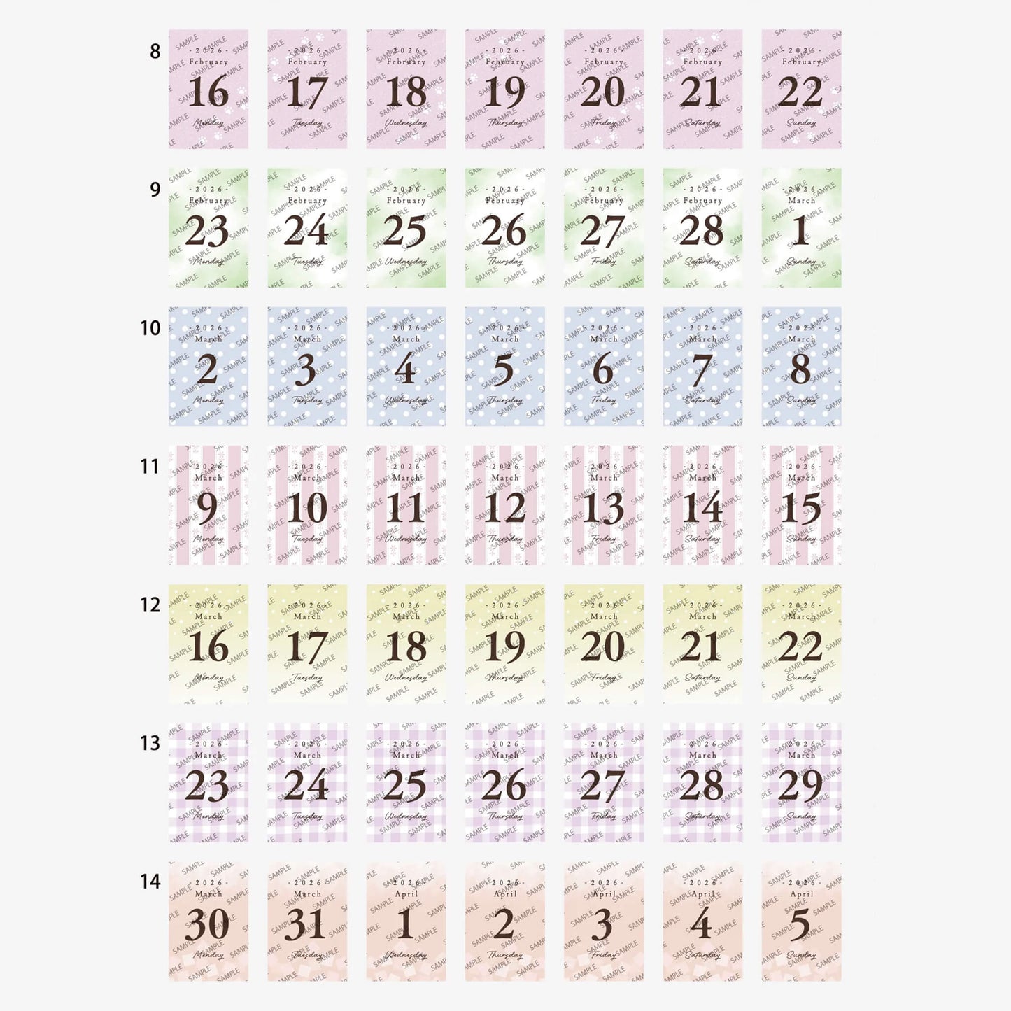 Himekuri 2026 Daily Sticky Calendar - Awairo - 2026 Calendars