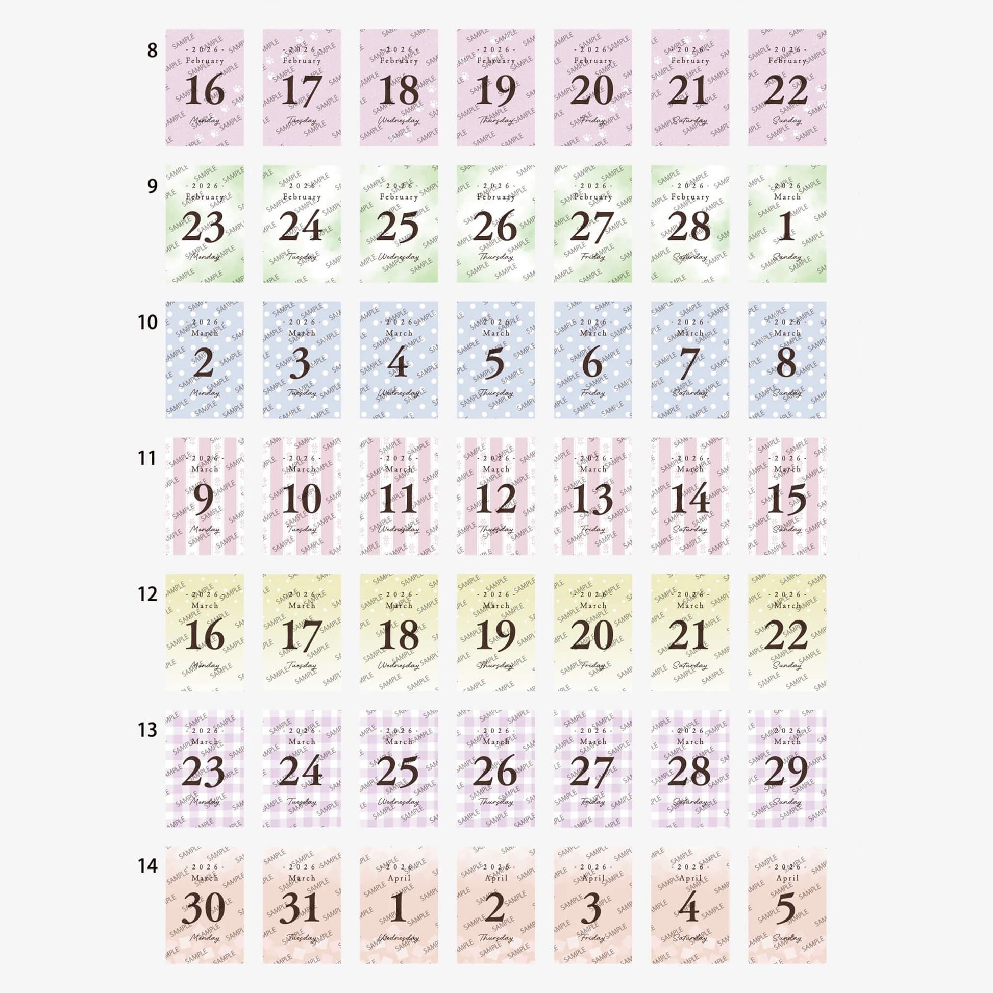 Himekuri 2026 Daily Sticky Calendar - Awairo - 2026 Calendars