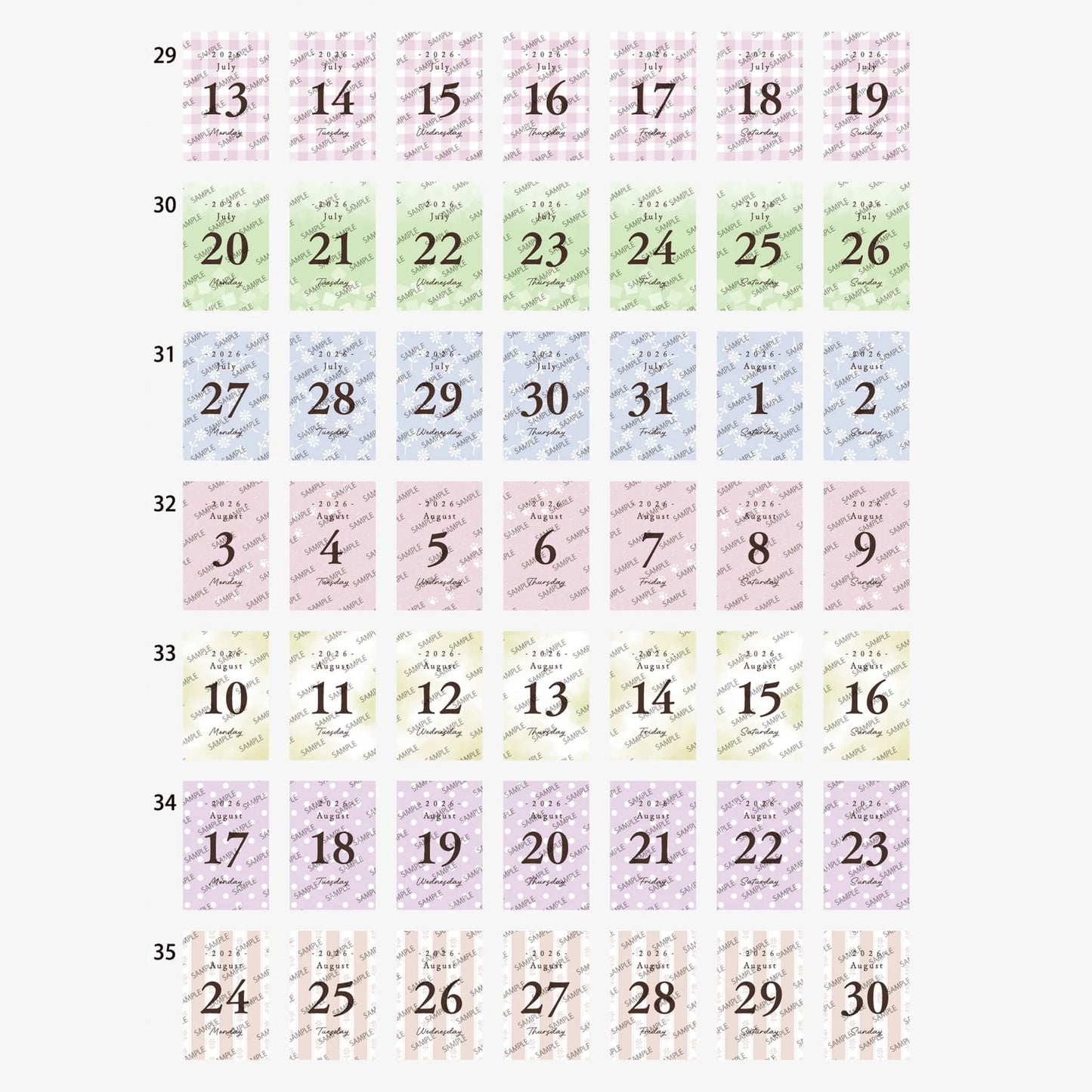 Himekuri 2026 Daily Sticky Calendar - Awairo - 2026 Calendars