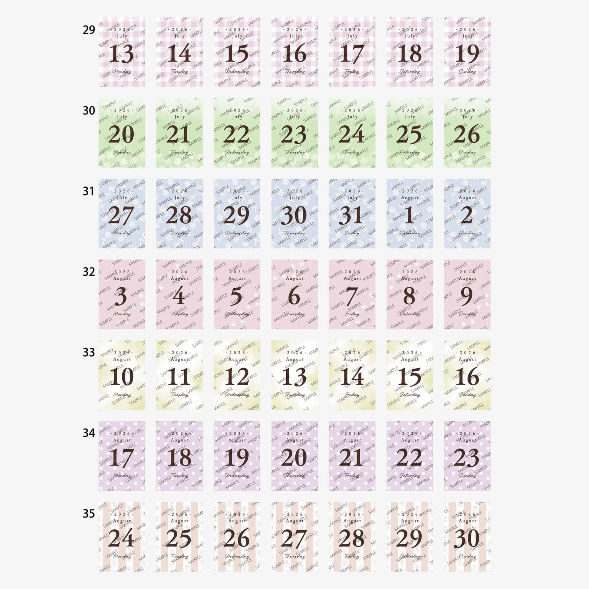 Himekuri 2026 Daily Sticky Calendar - Awairo - 2026 Calendars