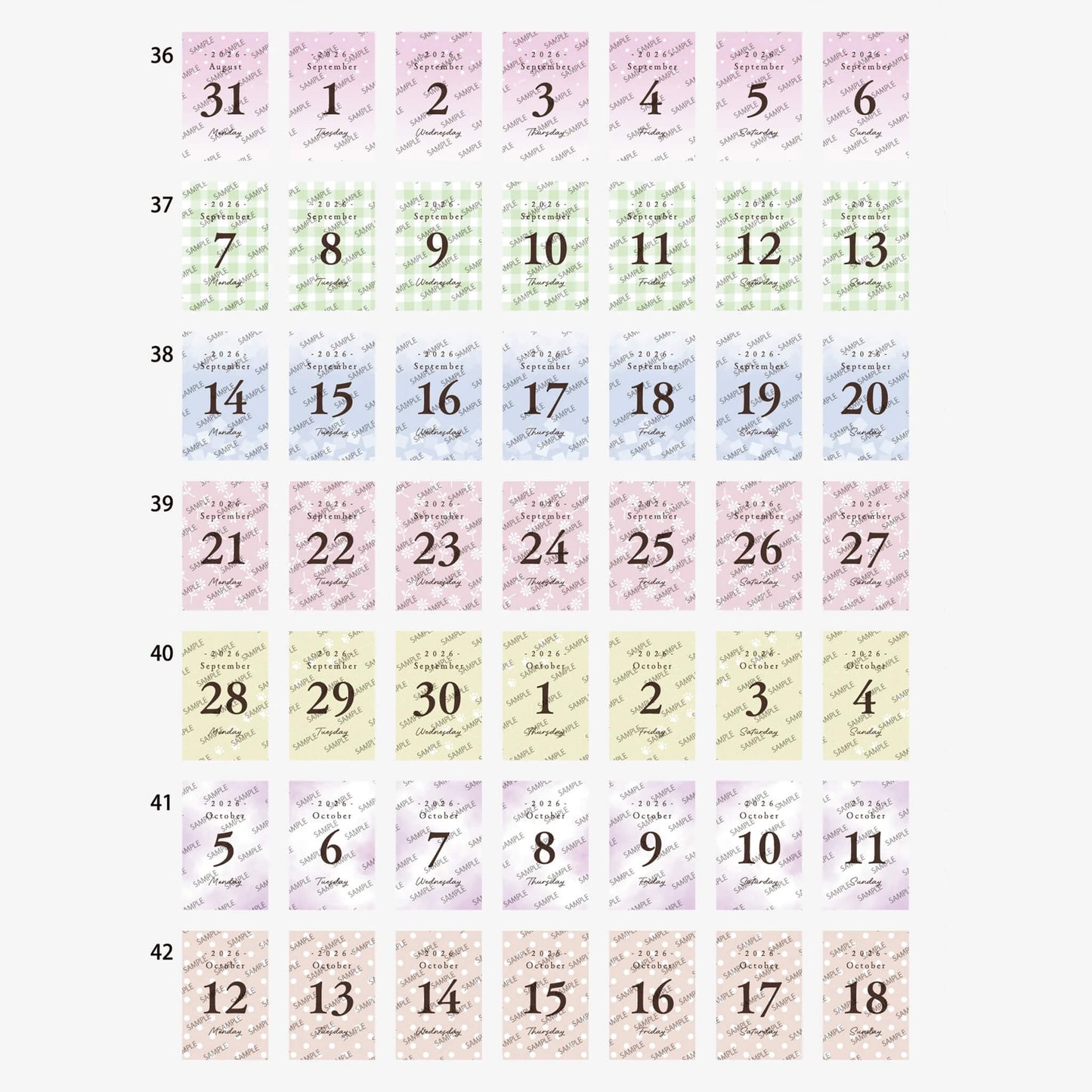 Himekuri 2026 Daily Sticky Calendar - Awairo - 2026 Calendars