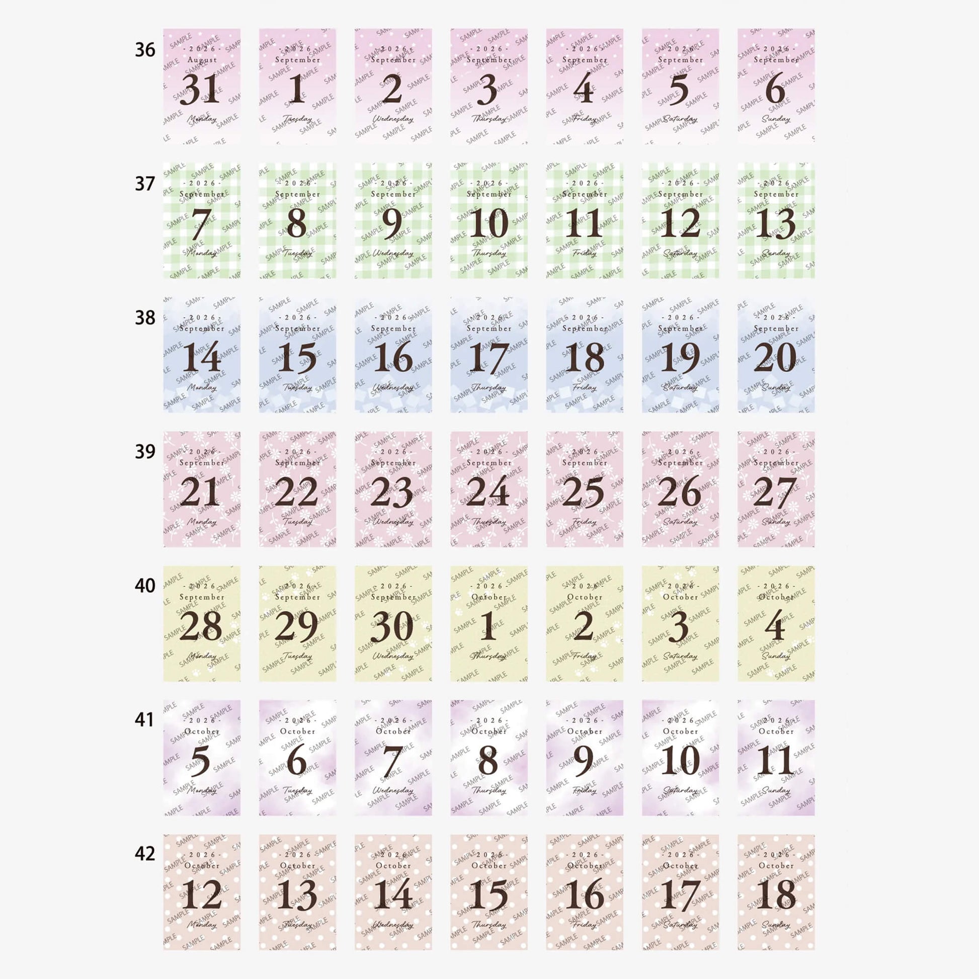 Himekuri 2026 Daily Sticky Calendar - Awairo - 2026 Calendars