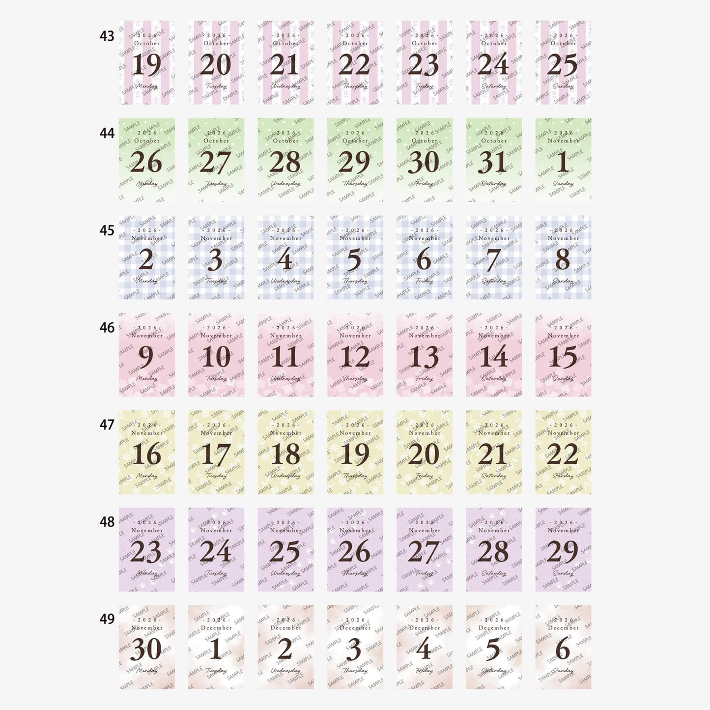 Himekuri 2026 Daily Sticky Calendar - Awairo - 2026 Calendars