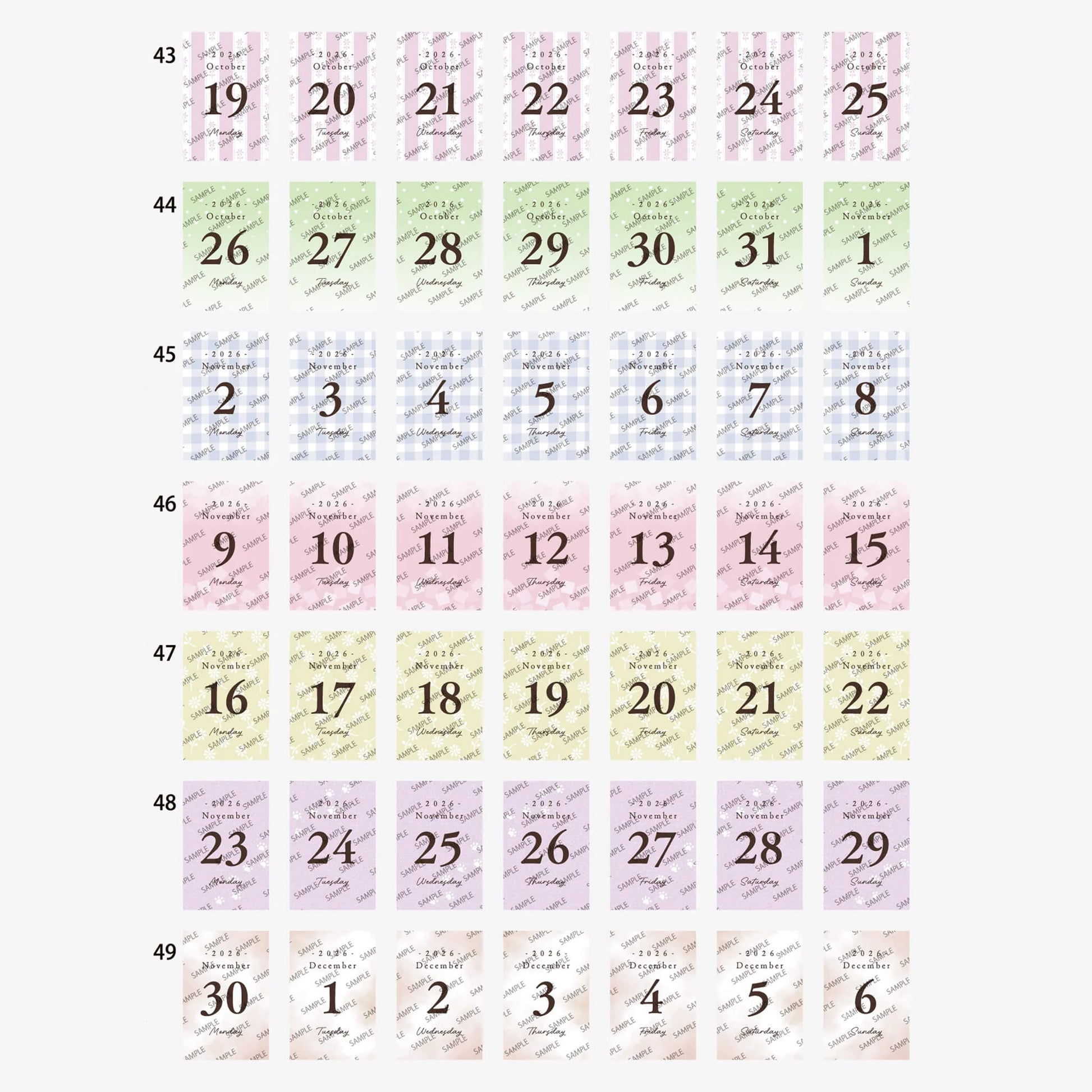 Himekuri 2026 Daily Sticky Calendar - Awairo - 2026 Calendars