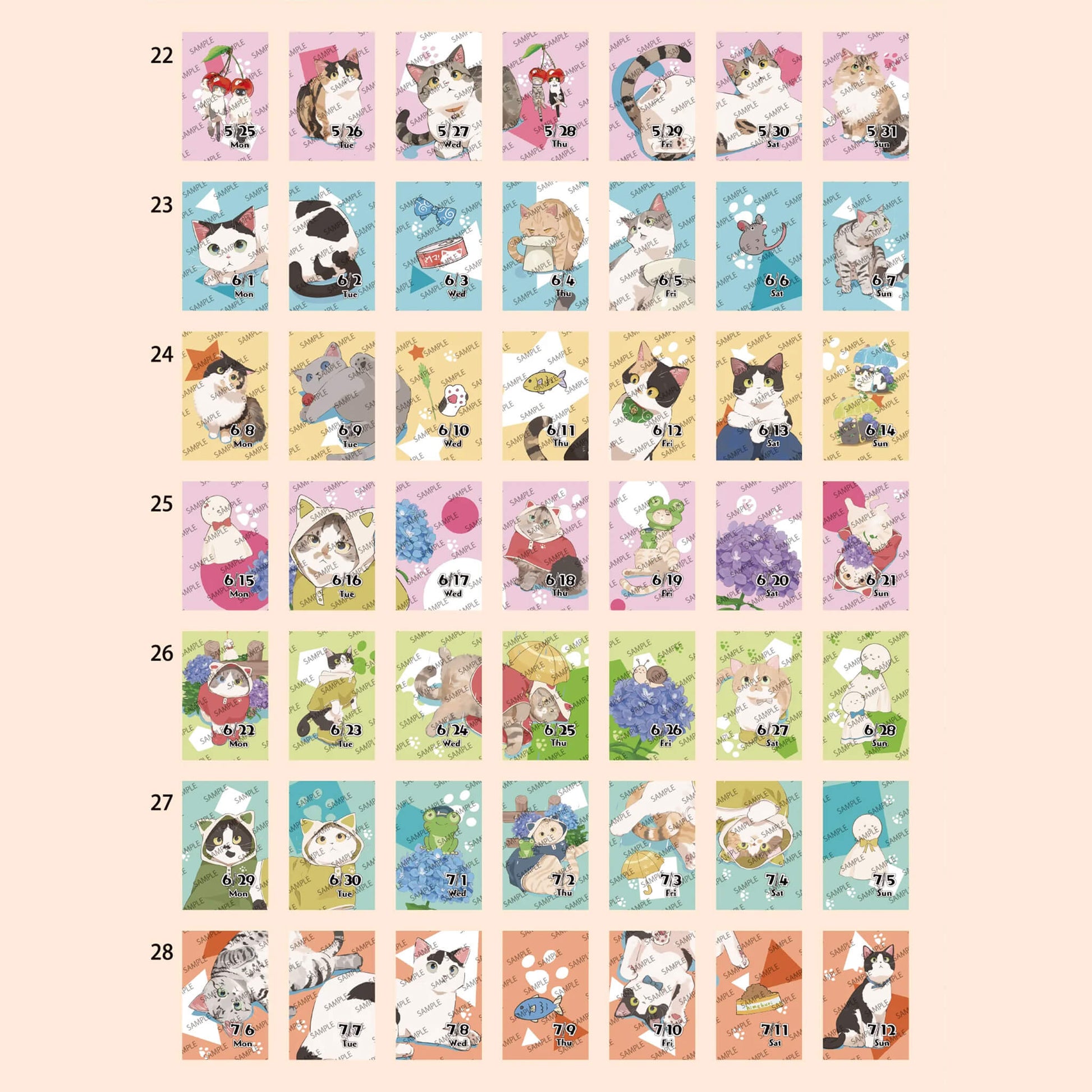 Himekuri 2026 Daily Sticky Calendar - Cat - 2026 Calendars